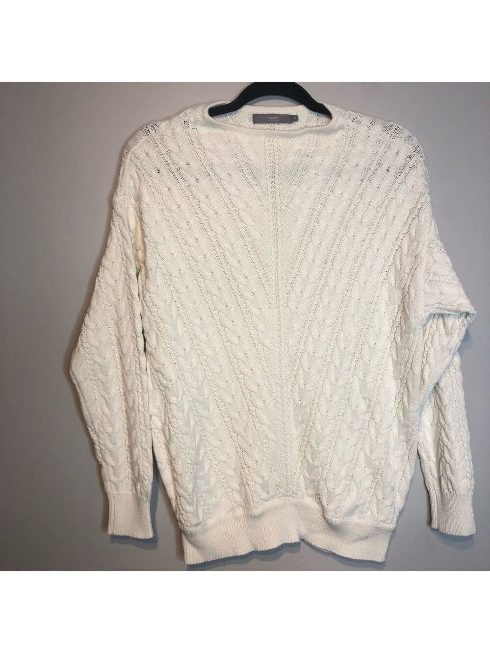 B. Young Niki Pullover Cable Knit Oversized Mock Neck Sweater, size XS